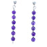 Genuine Sterling Silver Amethyst Bead Post Dangle Earrings DX117752